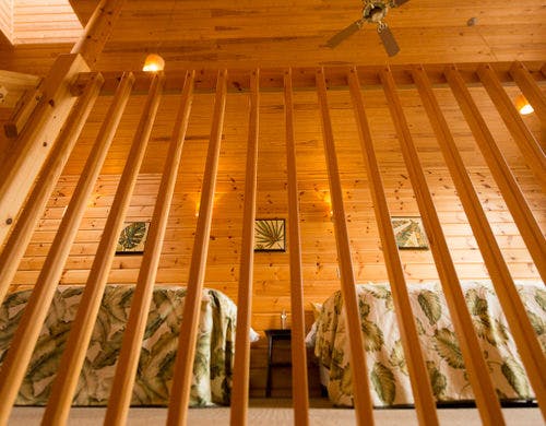 ハワイアンルームのベッドルームです。