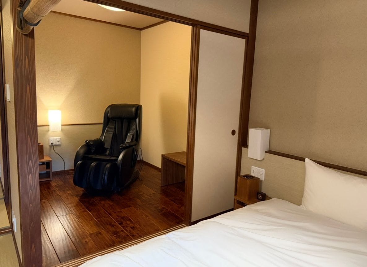 【Kamar Twin Gaya Jepang dengan Pemandian Kayu Hinoki dan Kursi Pijat】