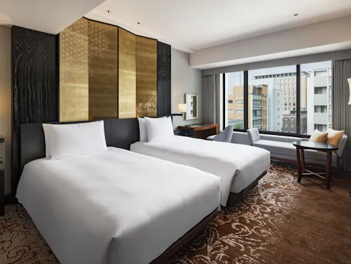 Kamar Twin dengan Pemandangan Kota