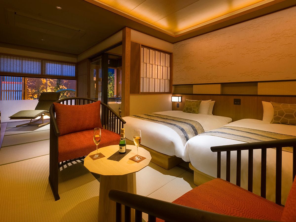 ■プレミアルーム-ツイン■檜風呂＋庭園