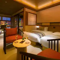 ■プレミアルーム-ツイン■檜風呂+庭園