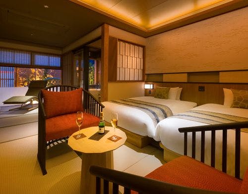 ■プレミアルーム-ツイン■檜風呂＋庭園