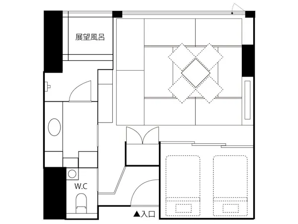客室温泉展望風呂付和洋室