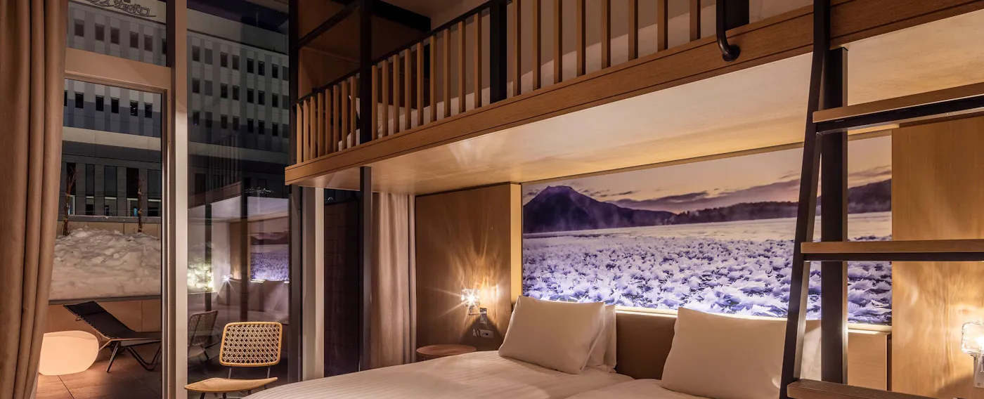 Twin dengan Tempat Tidur Susun dan Teras