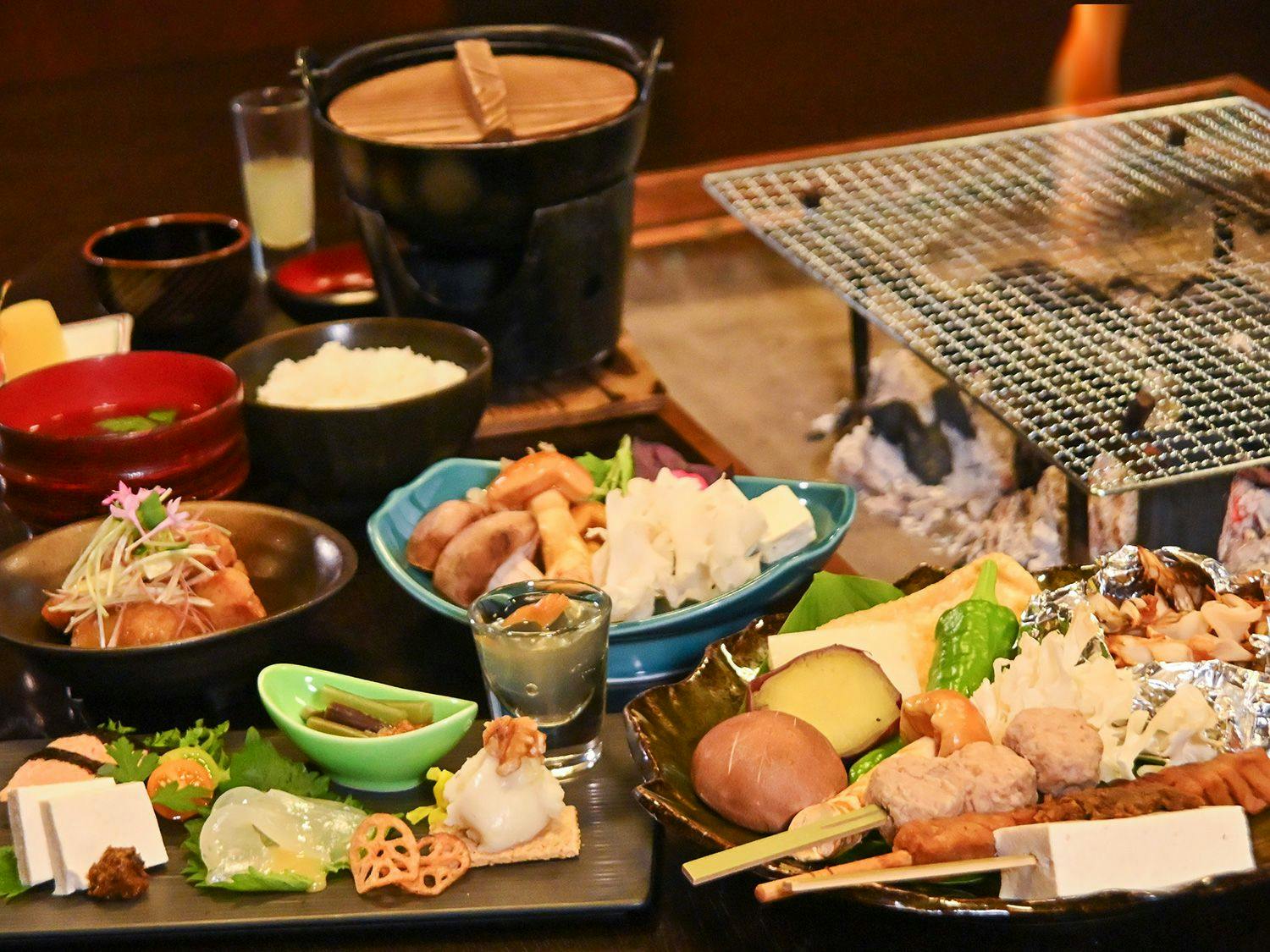 ヴィーガン・ベジタリアン歓迎！地物オーガニック野菜中心のヘルシービーガンいろり炭火膳