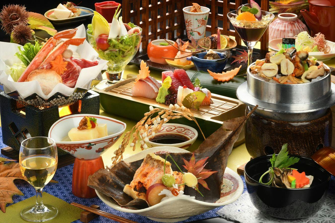 【スタンダード】曲水膳＜和牛と鶏つみれ鍋・鯛五目釜炊きご飯など＞旬味覚を堪能