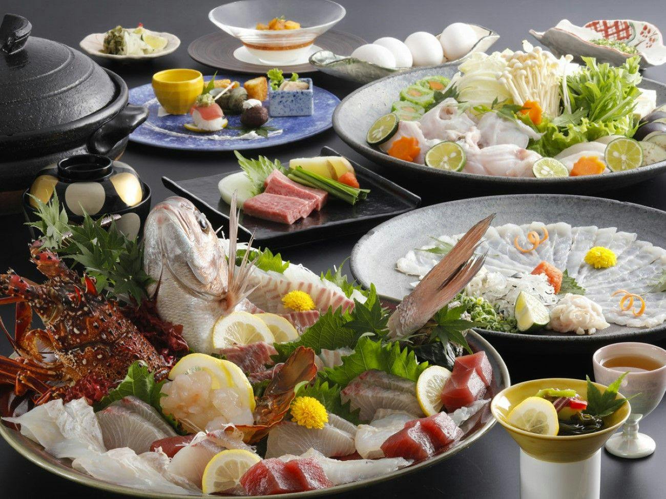 冬季限定【3年とらふぐ・淡路牛・伊勢海老】旬食材を欲張りに！海幸三昧×3年とらふぐ会席【部屋食】