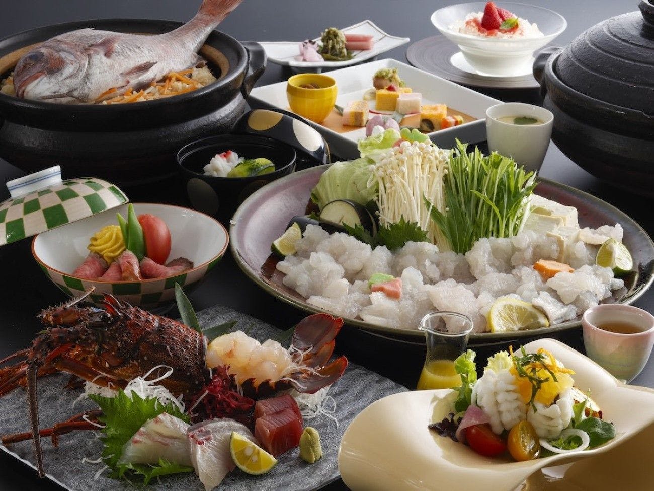 【季節限定】名残鱧プラン【伊勢海老お造り・鱧すき鍋・鯛土鍋御飯】鱧を贅沢に！海幸三昧夏会席【食事処】