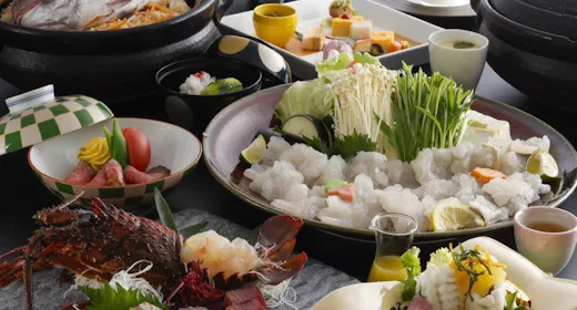 【季節限定】名残鱧プラン【伊勢海老お造り・鱧すき鍋・鯛土鍋御飯】鱧を贅沢に!海幸三昧夏会席【食事処】