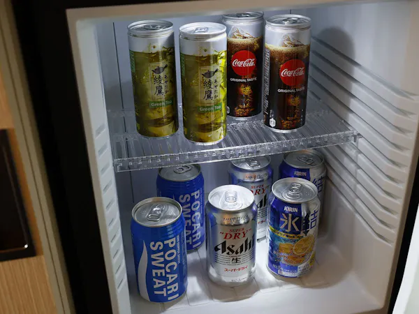 内風呂温泉付客室の冷蔵庫の飲料は無料。