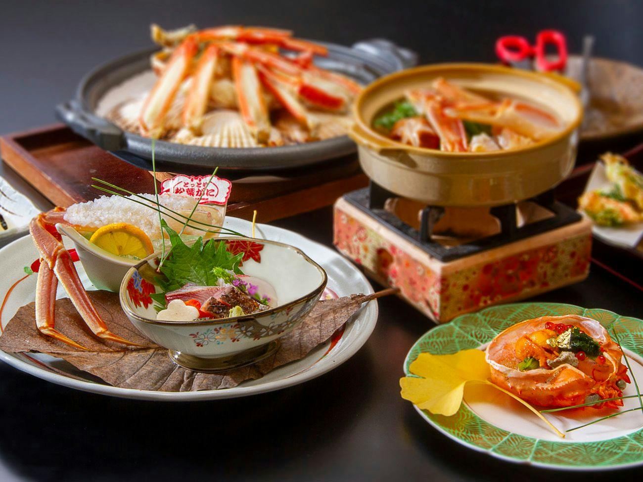 【活蟹づくし×お食事処】お一人様1枚の活松葉がにを使用！色々な食べ方で蟹を堪能「活蟹会席プラン」