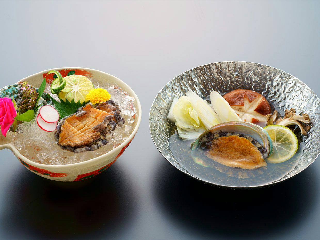 【アワビ丸ごと1個＆佐賀産和牛】食べ方チョイス！選べるWメイン　　特典：貸切1回無料【朝夕食事処】