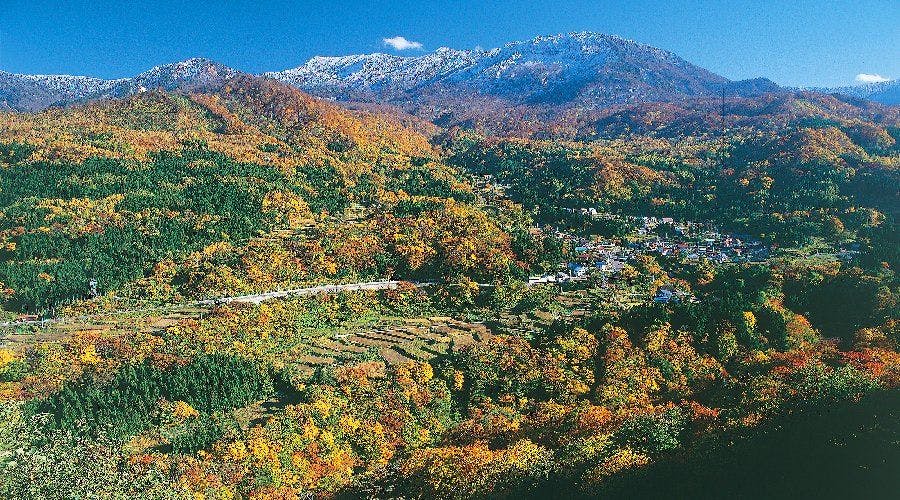 秋山郷初雪と紅葉