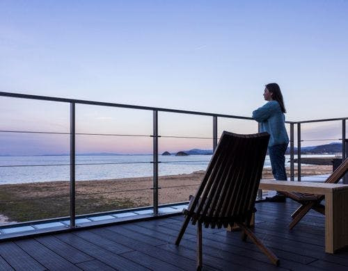 2階バルコニーからの夕陽