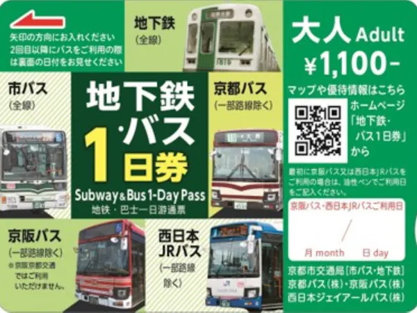 【地下鉄・バス1日券付】京都観光にピッタリ!地下鉄・バス1日券付きプラン【朝食付】
