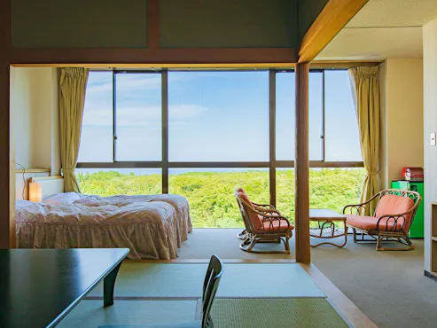 ห้องพักปลอดบุหรี่ อาคารหลัก สไตล์ญี่ปุ่นและตะวันตก เตียงคู่ + พื้นที่เสื่อทาทามิ 8 เสื่อ