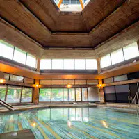 夢殿 - 六角形大型檜木浴池