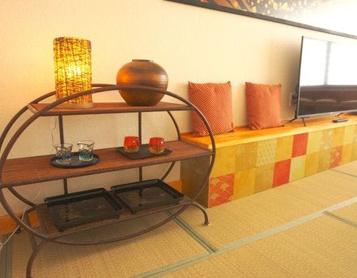 和の趣が漂う和室、3～5名様でご宿泊可能。