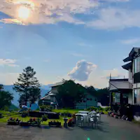 お庭の夕日