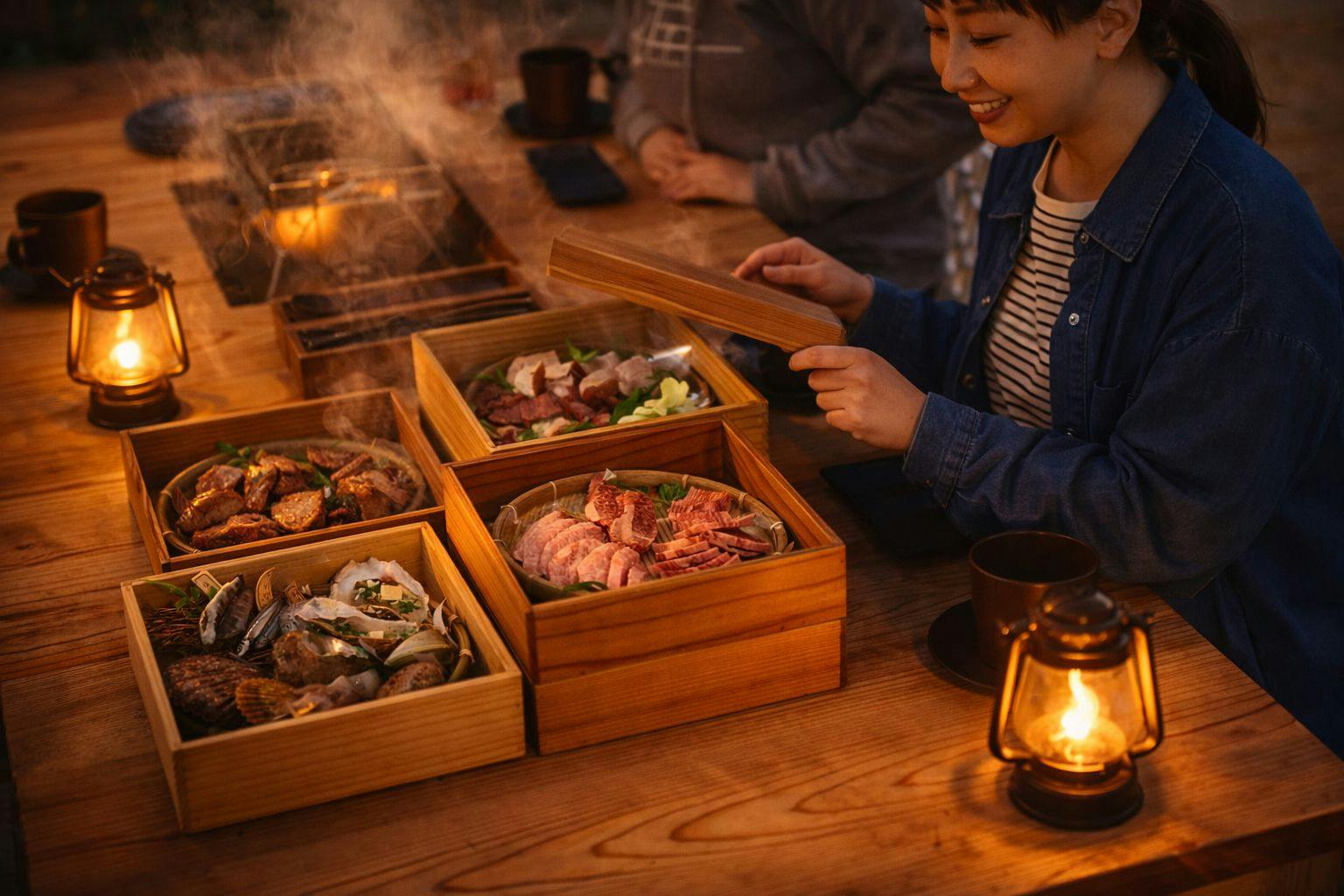 보물상자 같은 찬합 바비큐에 저절로 감동했습니다.