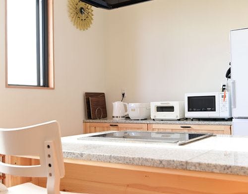 テラスに直結した開放的な寝室