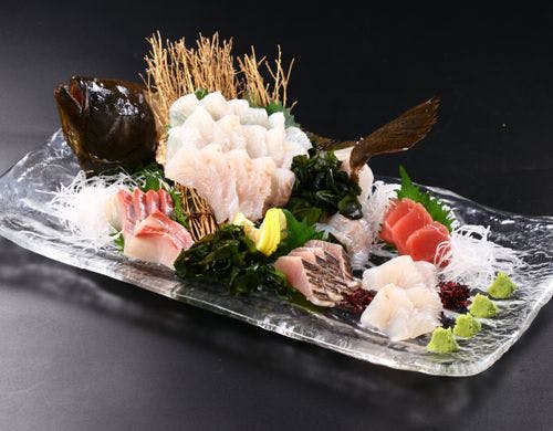 夕食_御造り_豪華平目の姿造り*