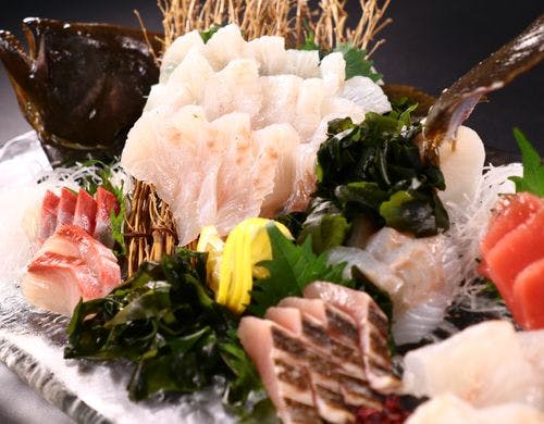 夕食_御造り_豪華平目の姿造り*