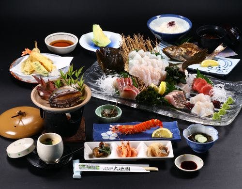 夕食_全体_豪華2食_あわびver*