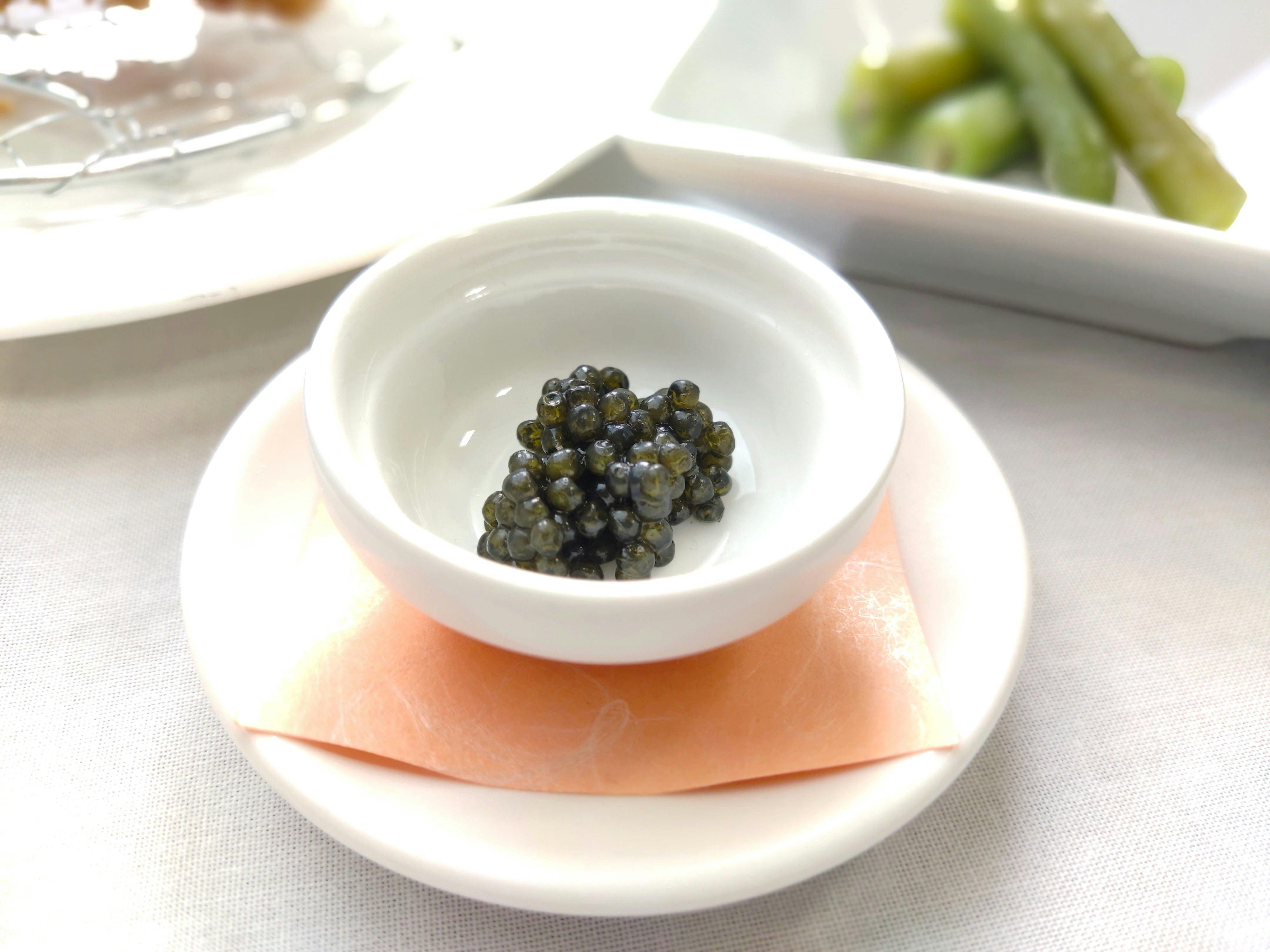 Caviar harvested from sturgeon, a local specialty of Bifuka.