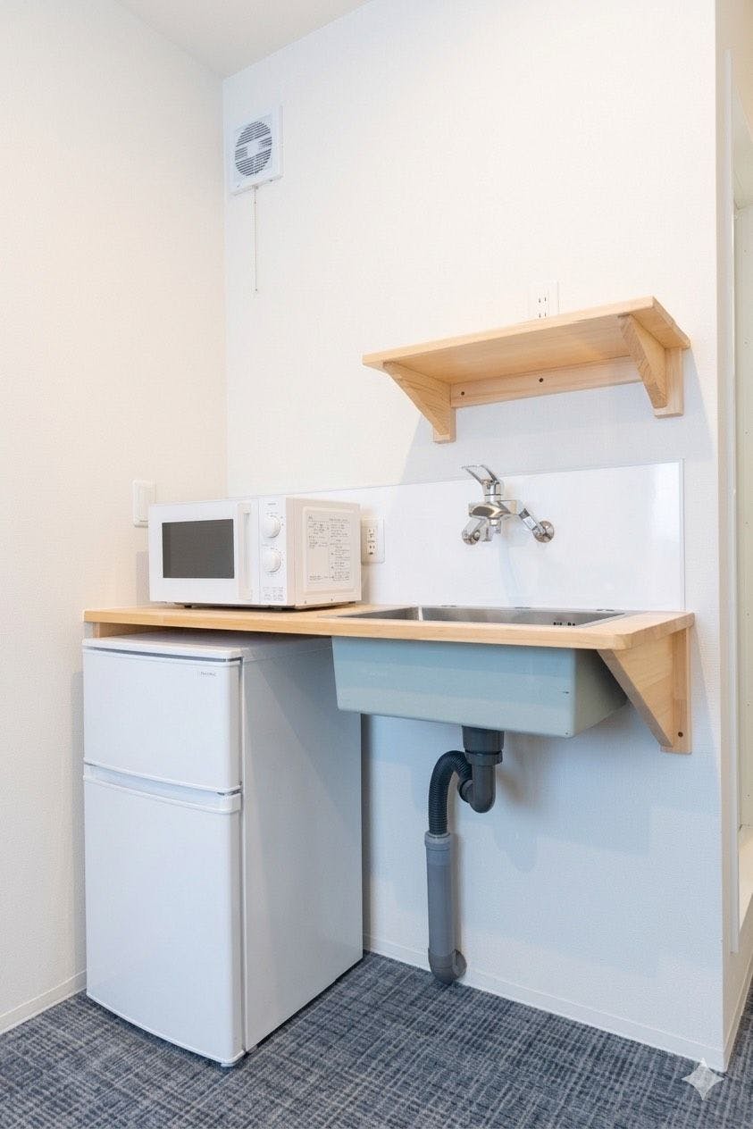 Equipped with a refrigerator and microwave.