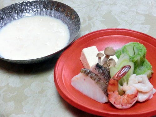 真鱈と白子の豆乳湯葉鍋