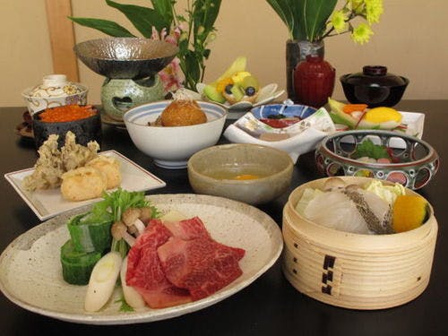 和牛しゃぶと真鱈の茶せいろ蒸し会席