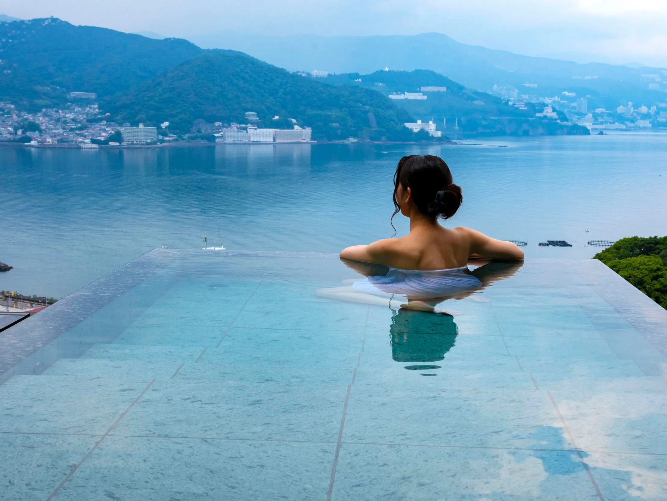 水平線と同じ目線で入浴。。