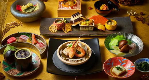【日本料理コース】三河湾の魚介類や渥美半島の野菜などを盛り込んだ、四季折々の創作会席<1泊2食>