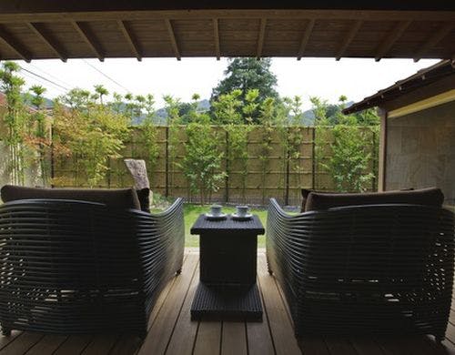 スイートルーム　琥珀　テラス夕昼景