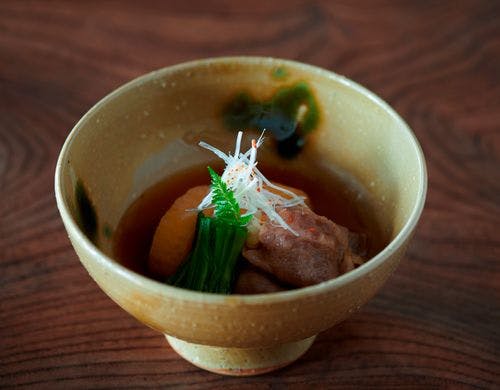 信州牛と長芋の炊き合わせ