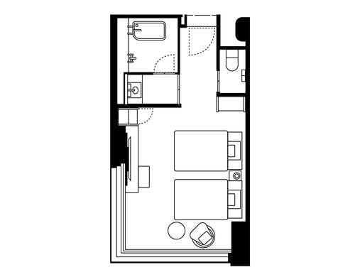 コーナーツイン(26平米/シングルベッド×2)