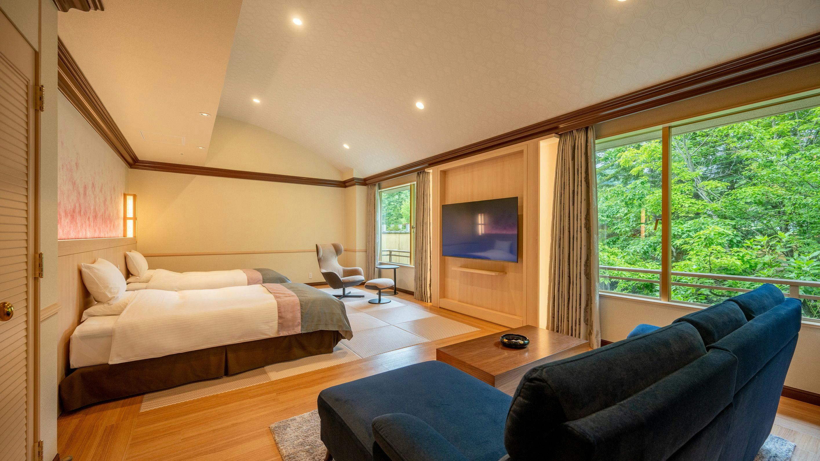 ห้องพักเตียงคู่แบบตะวันตก Airweave [ไม่มีอ่างอาบน้ำกลางแจ้ง]