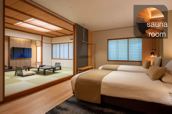 ห้องพักสไตล์ญี่ปุ่นและตะวันตกพร้อมซาวน่าส่วนตัว【ไม่มีอ่างอาบน้ำกลางแจ้ง】
