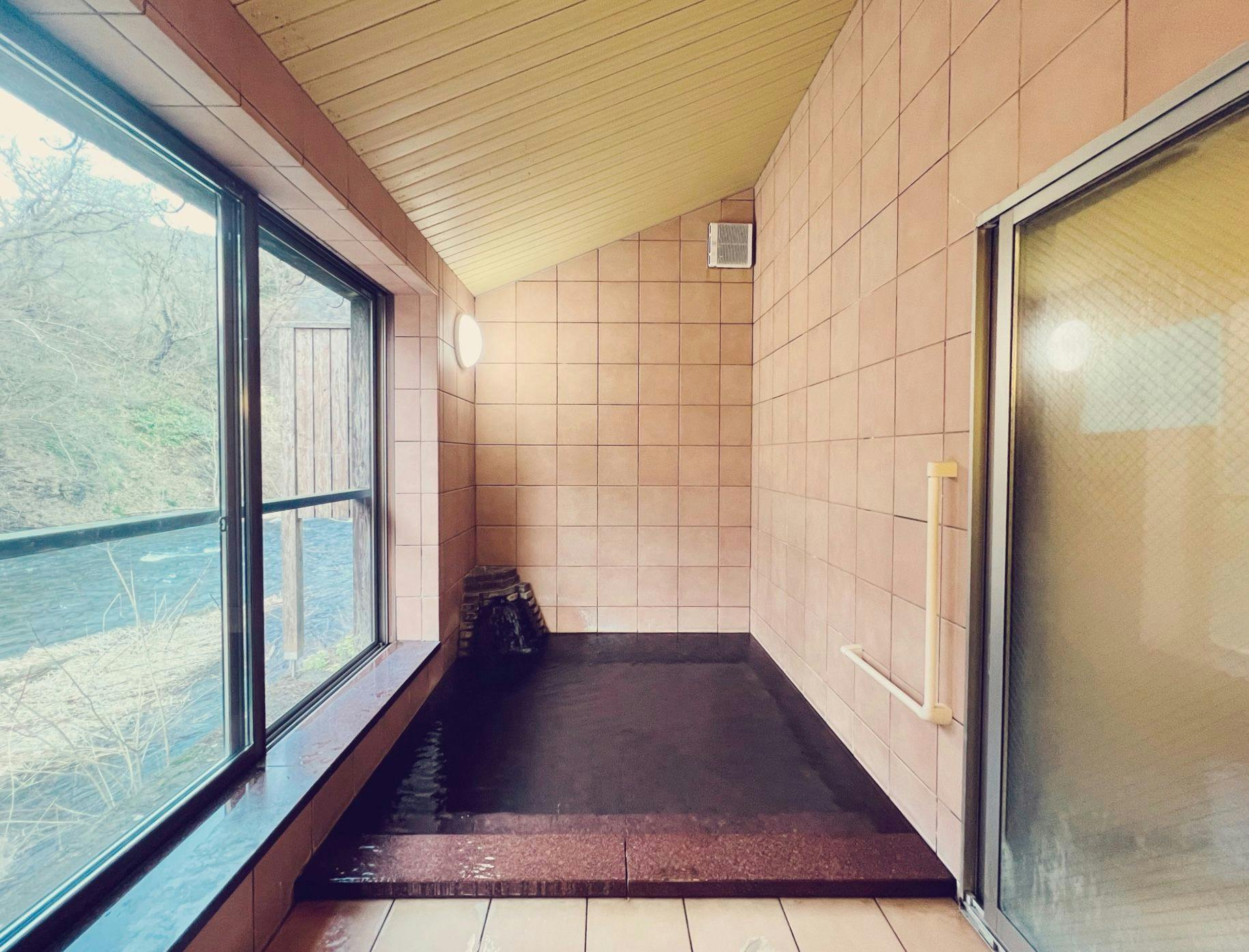日本一深い天然自噴岩風呂を有す藤三旅館（登録有形文化財）