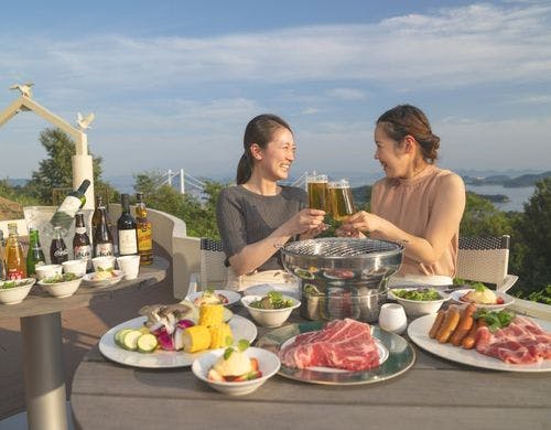 瀬戸内の島々と瀬戸大橋を一望にBBQ