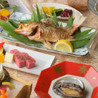 赤鯥鹽烤與黑毛和牛牛排會席料理
