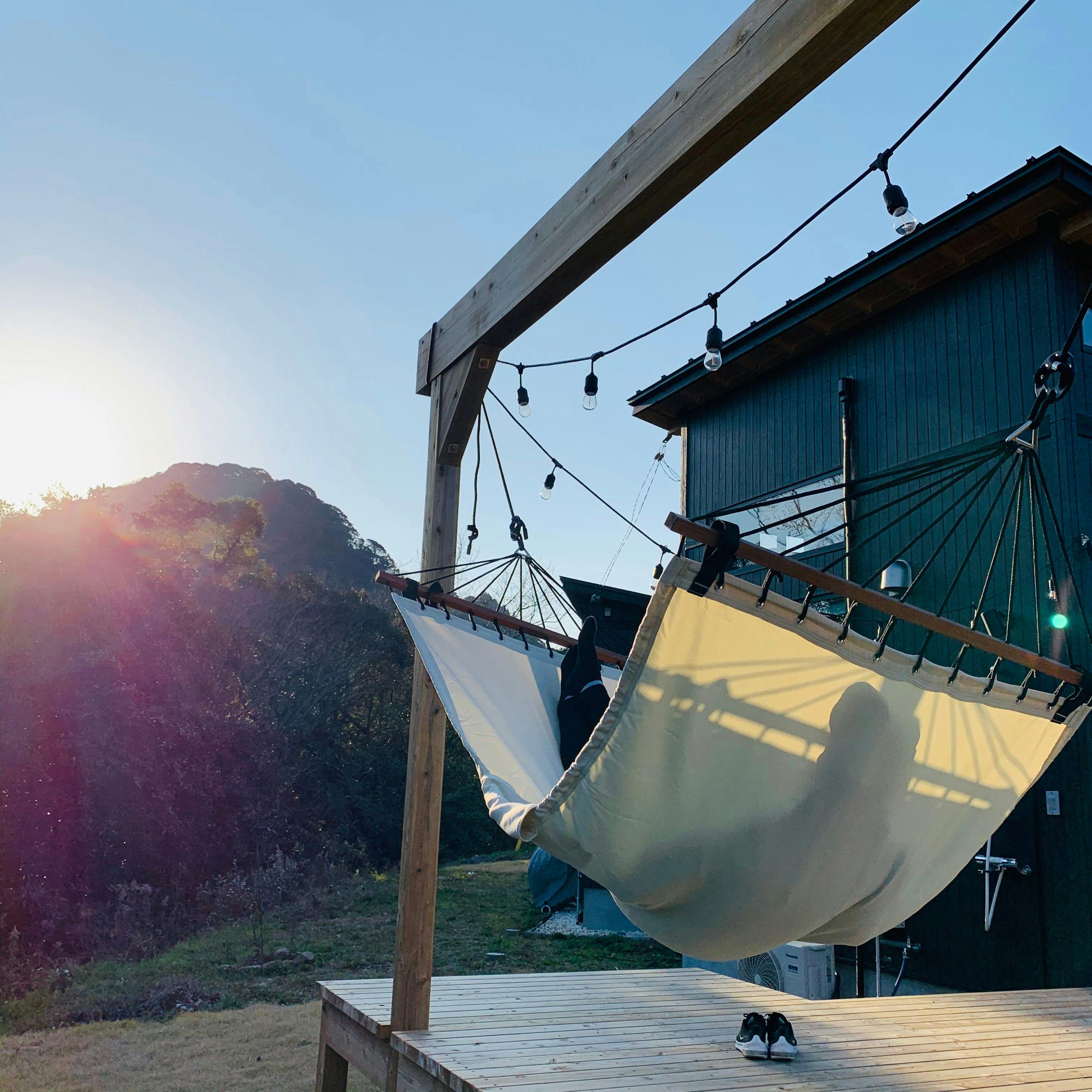 デッキにあるハンモック。