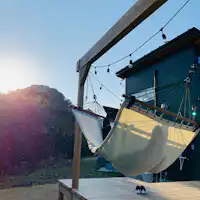 デッキにあるハンモック。