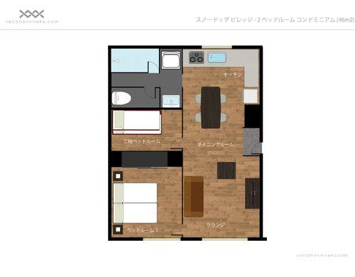 フロアプラン　2ベッドルーム