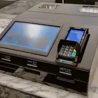 เครื่องเช็คอินบนโต๊ะ