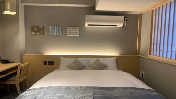 全室ダブルベッドを導入しております