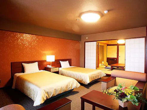 ห้องพักมาตรฐานแบบญี่ปุ่นและตะวันตก (8 เสื่อทาทามิ + เตียงคู่)