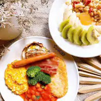 【อาหารเช้า】นี่คือตัวอย่างอาหารเช้าที่เราจัดให้ที่สถานที่ของเรา