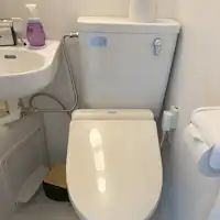 Gambar bilik dengan unit bilik mandi dan tandas.